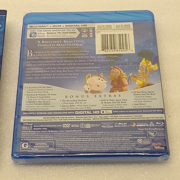 Beauty & the Beast 25th Anniversary Edition BLU-RAY DVD DIGITAL HD - SEALED - Picture 3 of 8
